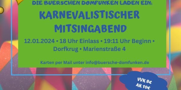 Karnevalistischer Mitsingabend am 12.01.2024