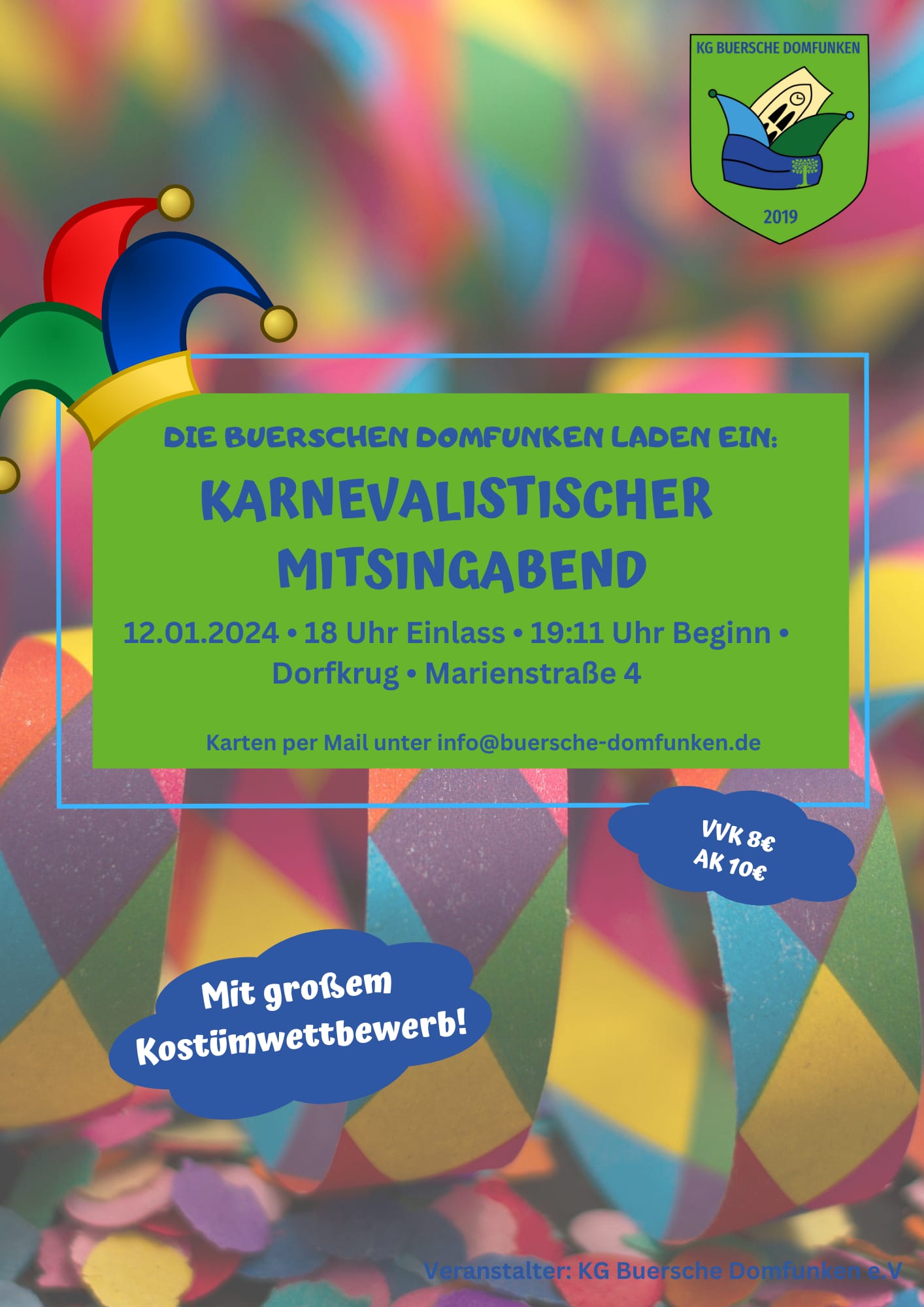 Karnevalistischer Mitsingabend am 12.01.2024